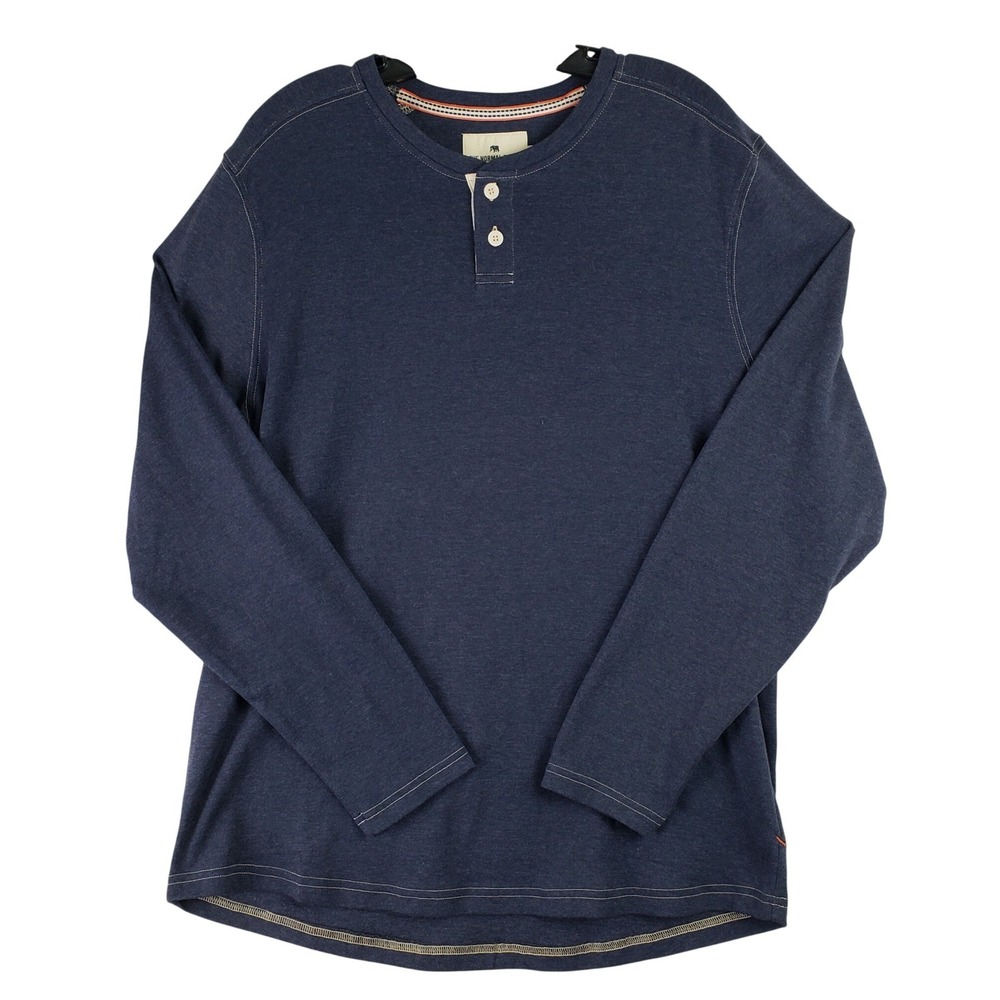 The Normal Brand Henley Shirt Mens Large‎ Blue Long Sleeve Rugged Casual